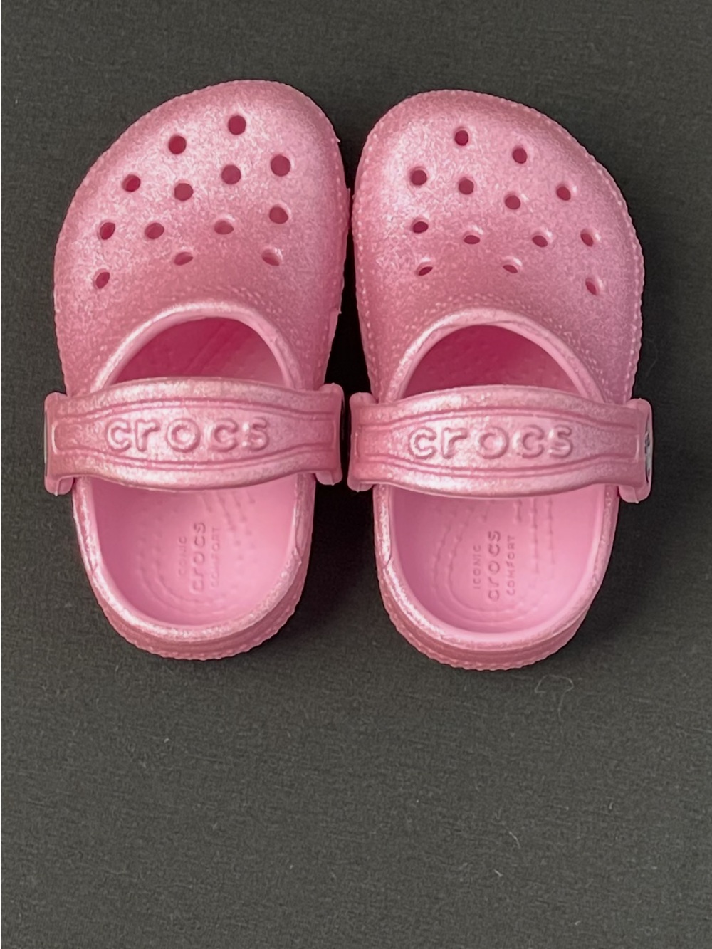 CROCS Sparkly Pink Toddler Slip on Shoes size 4-C